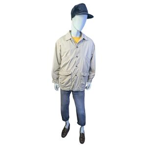 Vintage 90s Workwear Utility Jacket Corduroy Collar Beige Removeable Lining | M